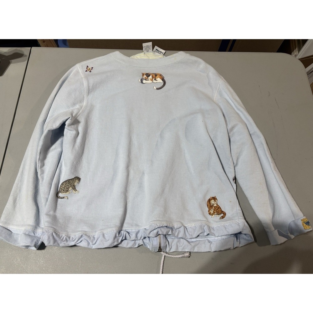 Vtg Capacity Knits Cat Jacket Grandma Y2K L - Picture 6 of 9